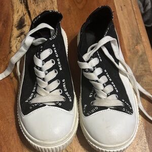 BCBG Black and White Lace-Up Sneakers